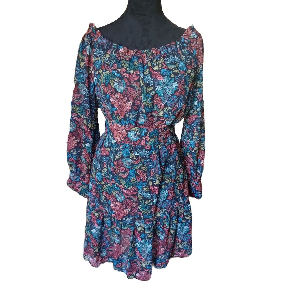 Sam Edelman Women's 14 Floral Ruffly Off Shoulder Mini Dress